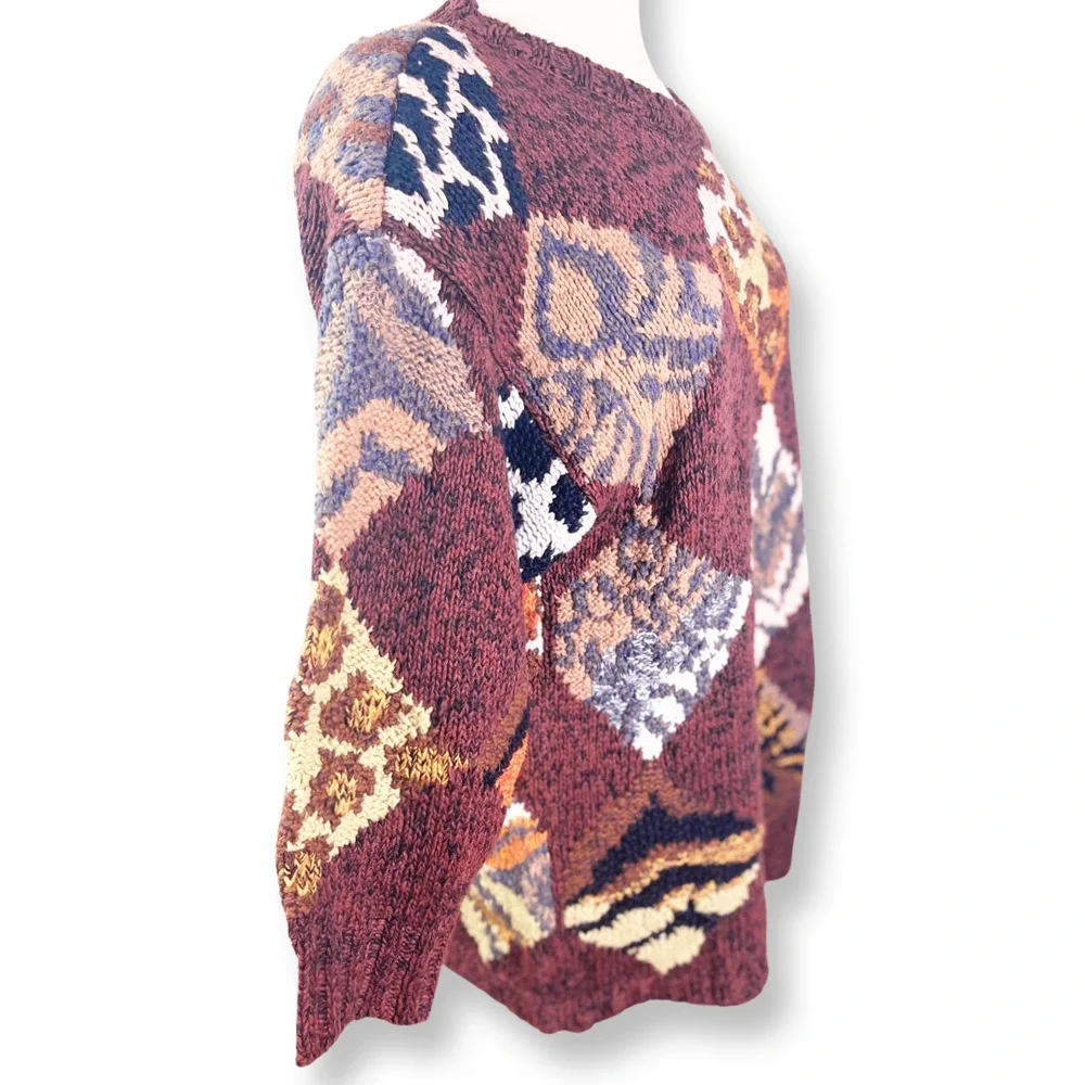 Vintage 1990's 20 Ans By Mariea Kim Hand Knit Oversized Sweater - Cotton Blend - Picture 2 of 4